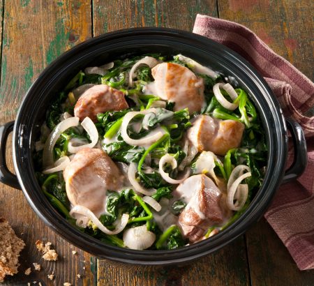 Pork with spinach