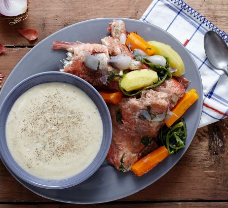 Fish soup with vegetables and rice