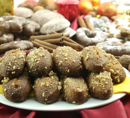 Traditional Greek Christmas Cookies with syrup (Μelomakarona)