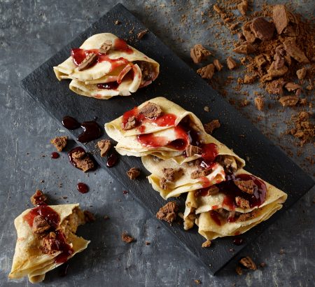 Sweet Crepes with biscuits, banana and marmalade (by Elias Mamalakis)
