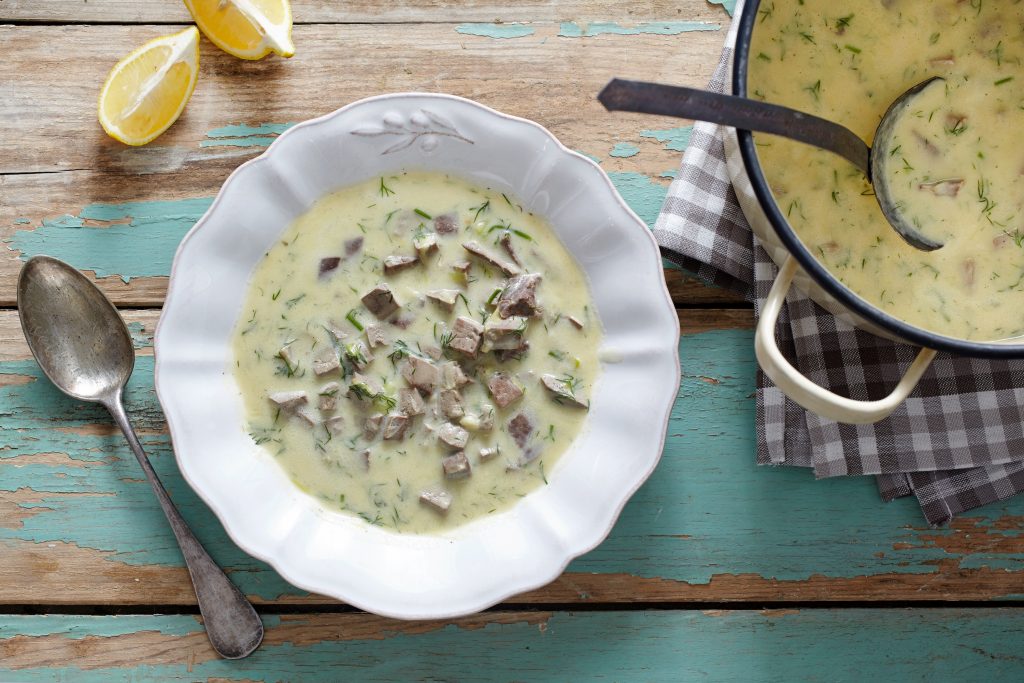 Traditional Greek Easter meat soup (magiritsa)