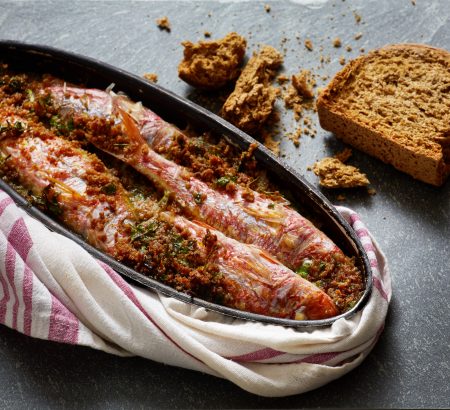 Μπαρμπούνια γεμιστά με παξιμάδια