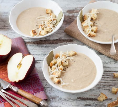 Apple Gruyere Soup with Homemade Croutons