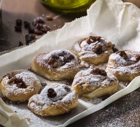 Pumpkin pies with raisins