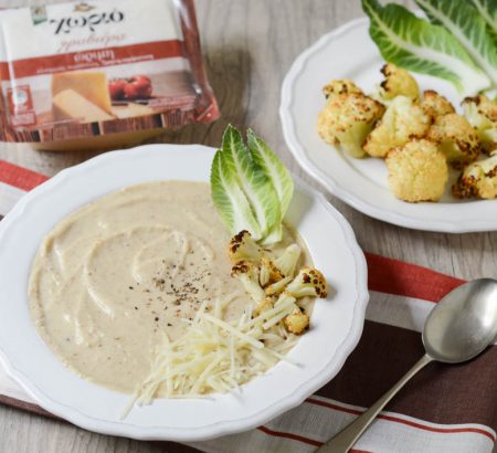 Σούπα από ψητό κουνουπίδι με γραβιέρα