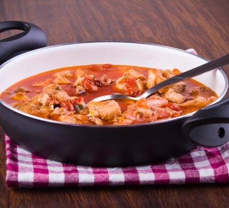 Fish stew with shrimp and vegetables